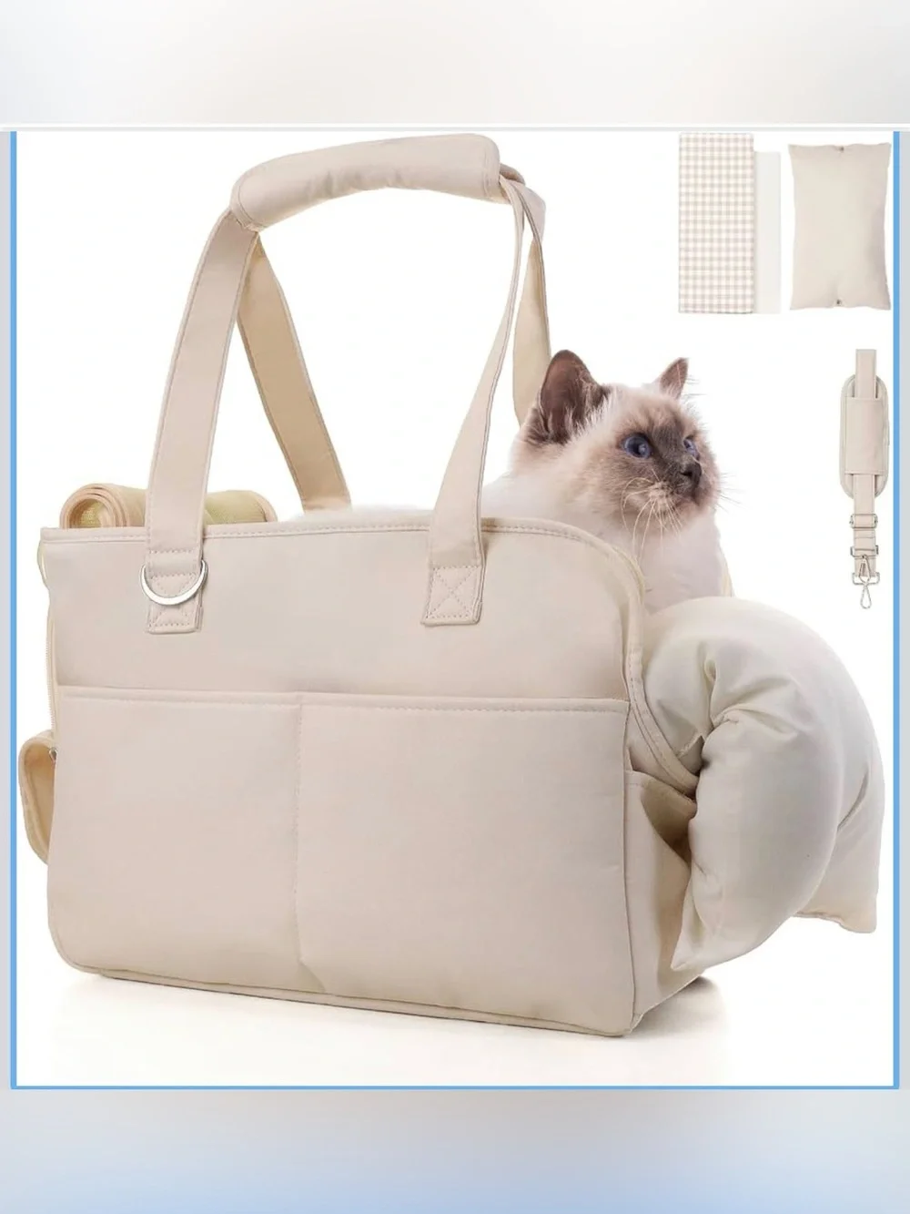 Pet Tote Cat or Dog Carrier Tote Bag with Padded Cushion for Travel